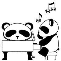 パンダがピアノをひくイラスト